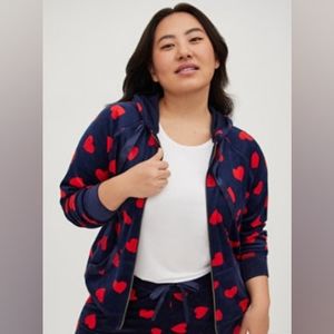 Torrid Navy Hearts Velour Jacket